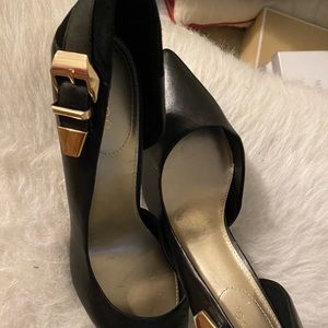 Women shoes heels,gold buckle